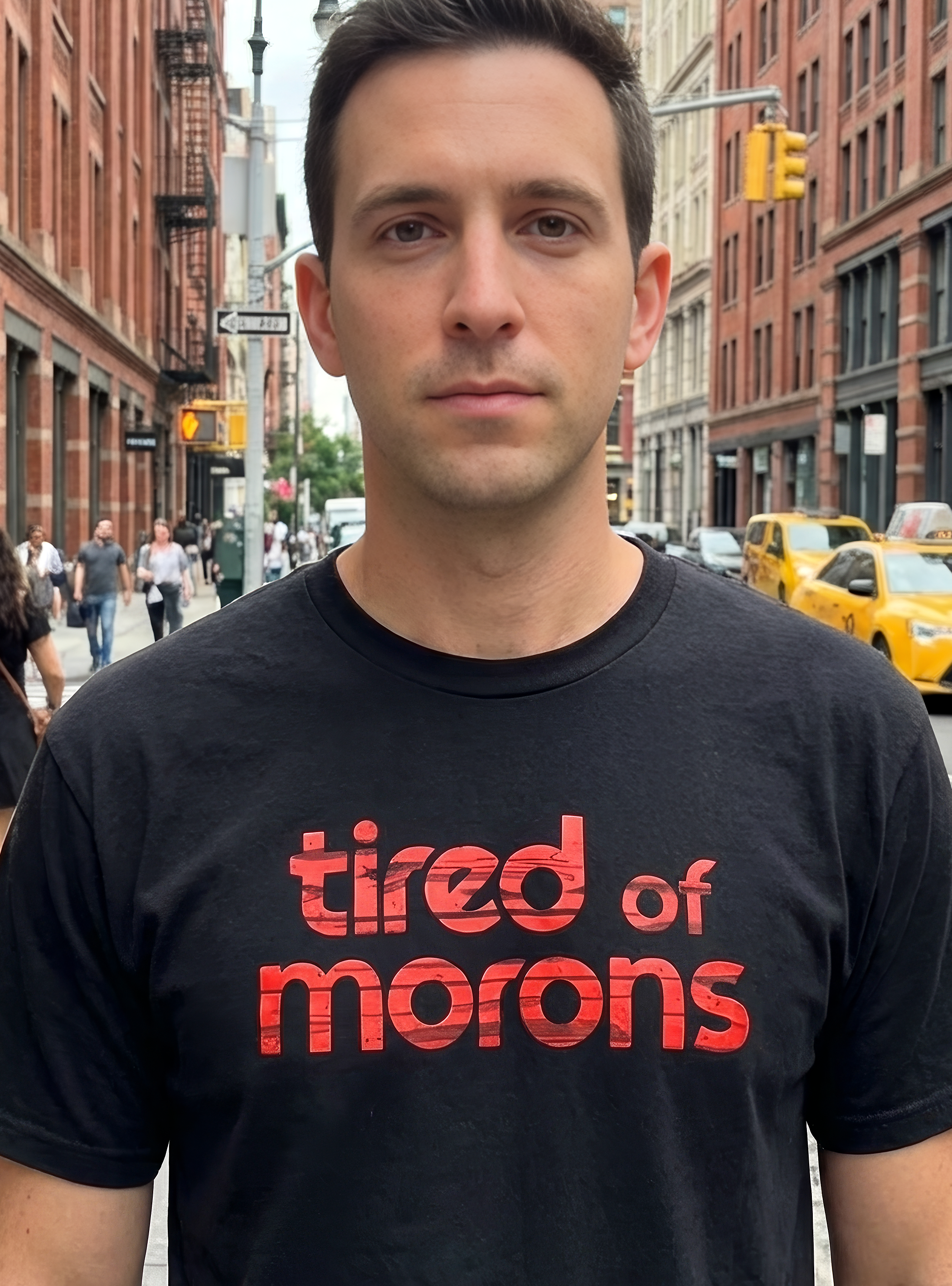 Tired of Morons Red Artwork T-shirt